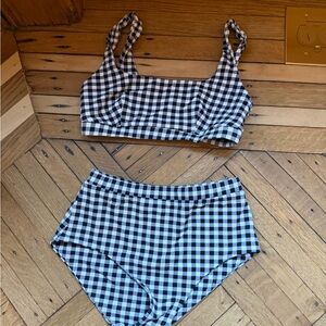 Black and White Gingham high waisted Bikini Set worn once